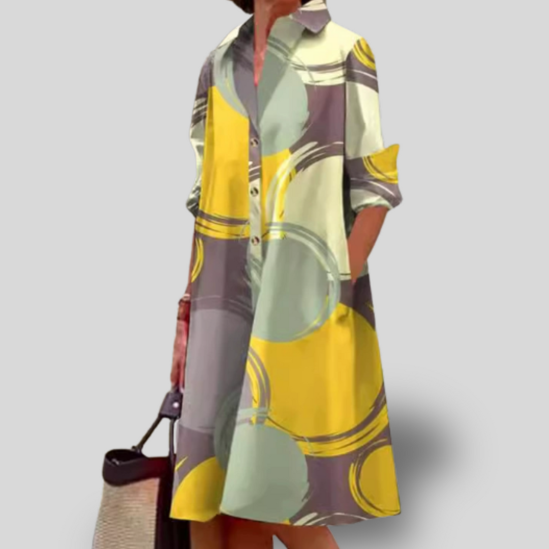 Lyra | Abstract Swirl Shirt Dress