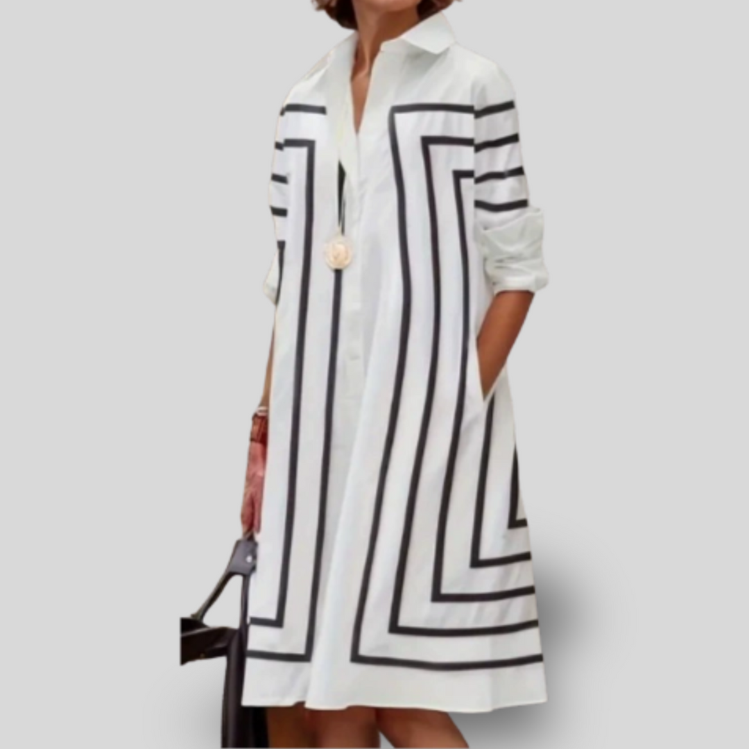 Angel | Optical Stripe Shirt Dress