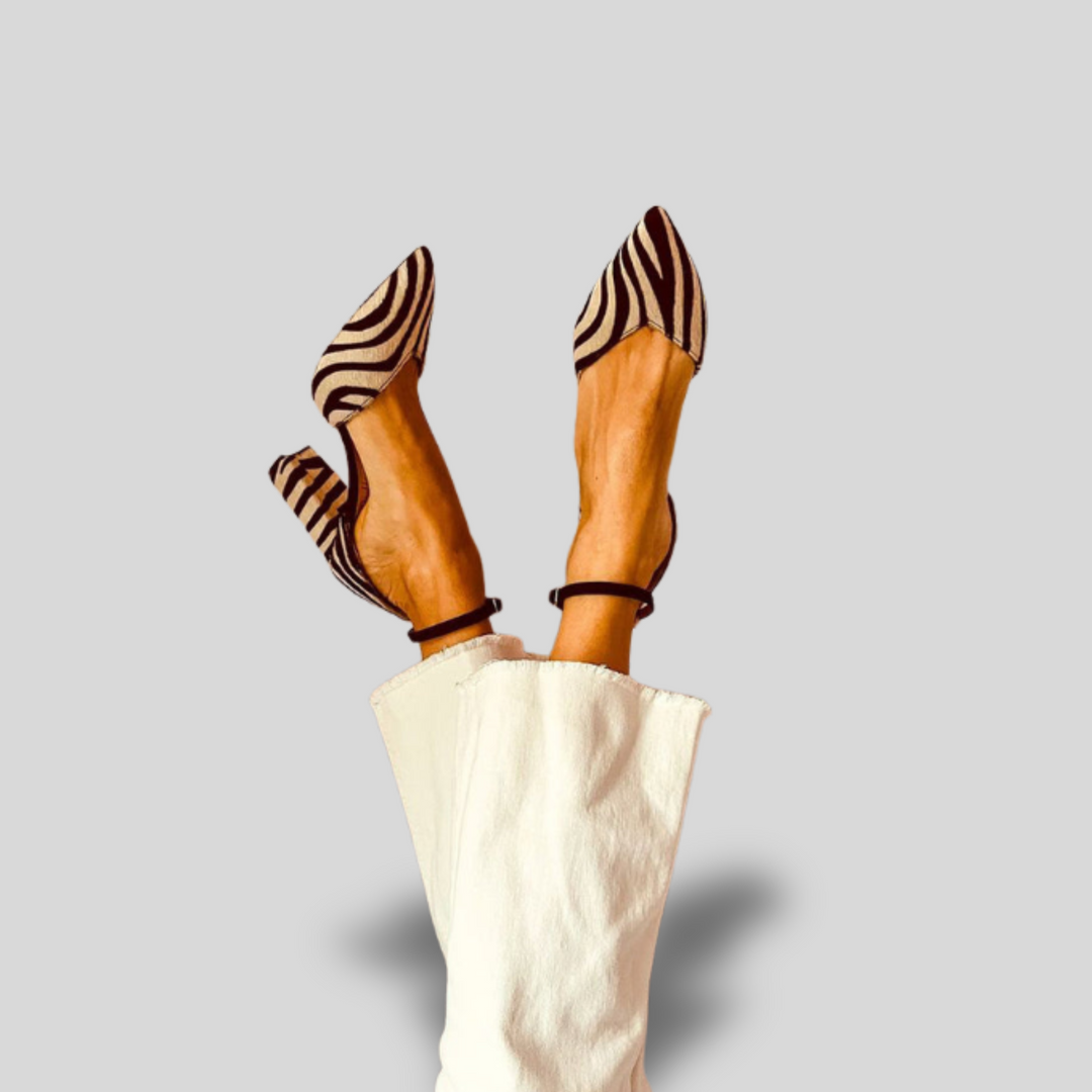 Zebrina | Mid-heel sandals with strap and zebra print