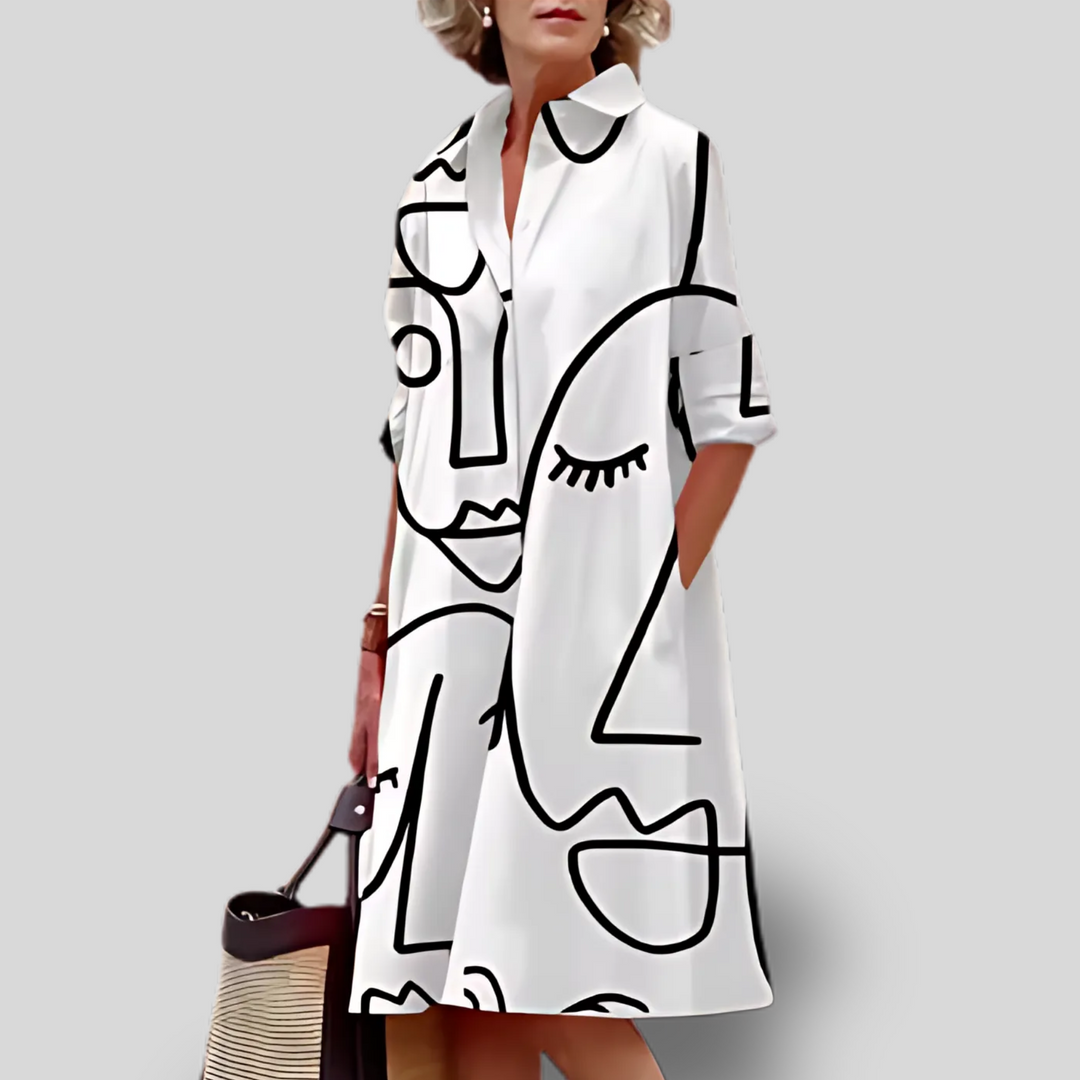 Celine | Abstract Faces Shirt Dress
