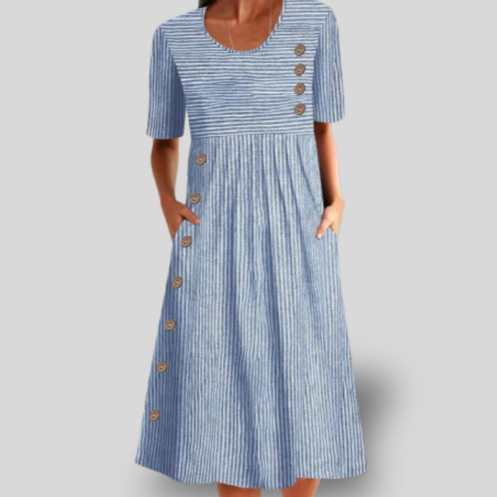 Marielle | Striped Button Midi Dress