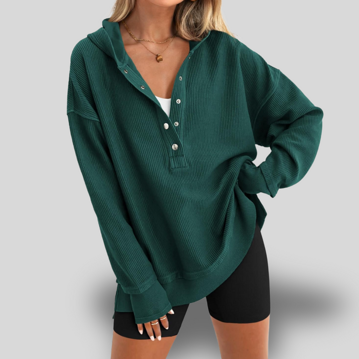 Rhian | Button Hoodie Pullover Sweatshirt