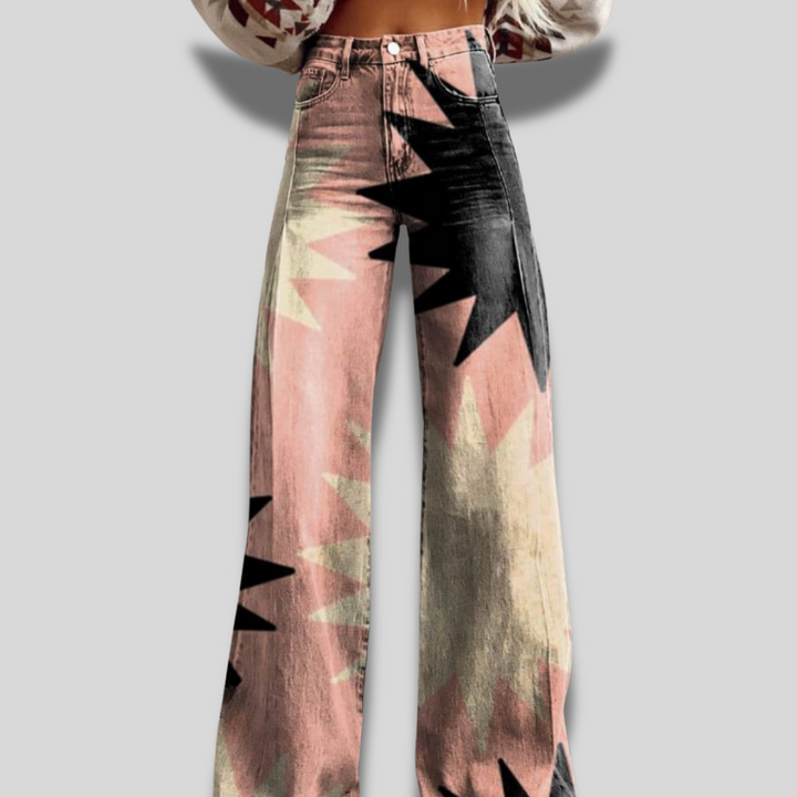 Linda | Starburst Print Wide-Leg Jeans