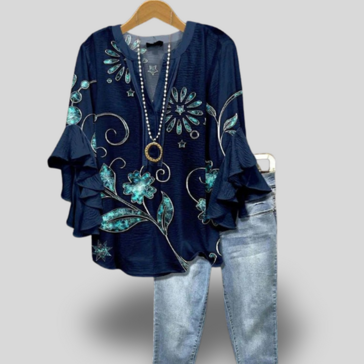 Midnight | Bloom Ruffle Sleeve Top
