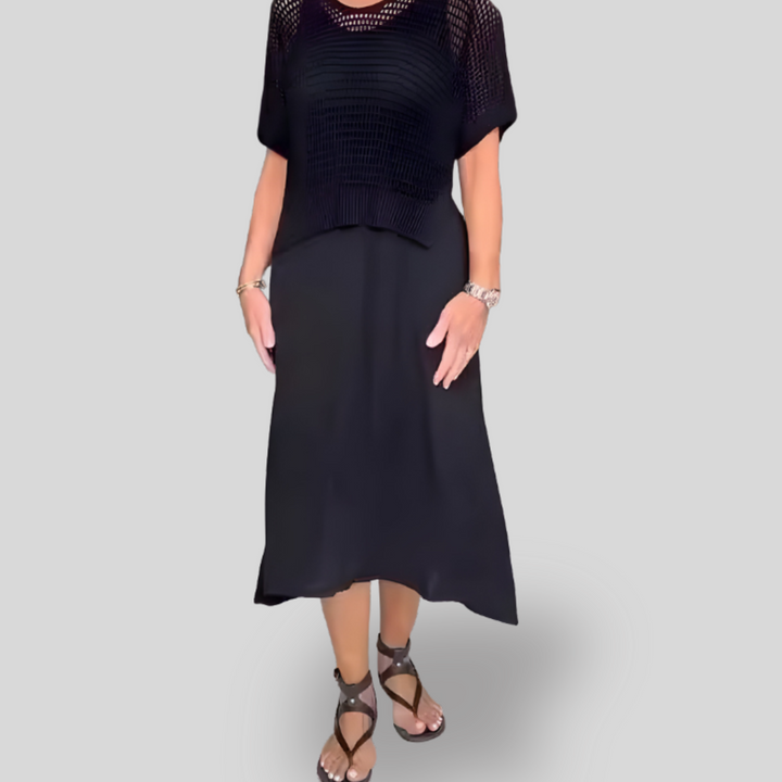 Elara | Knit-Top Midi Dress