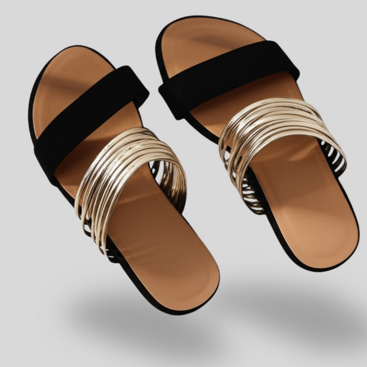 Celeste | Metallic Slide Sandals
