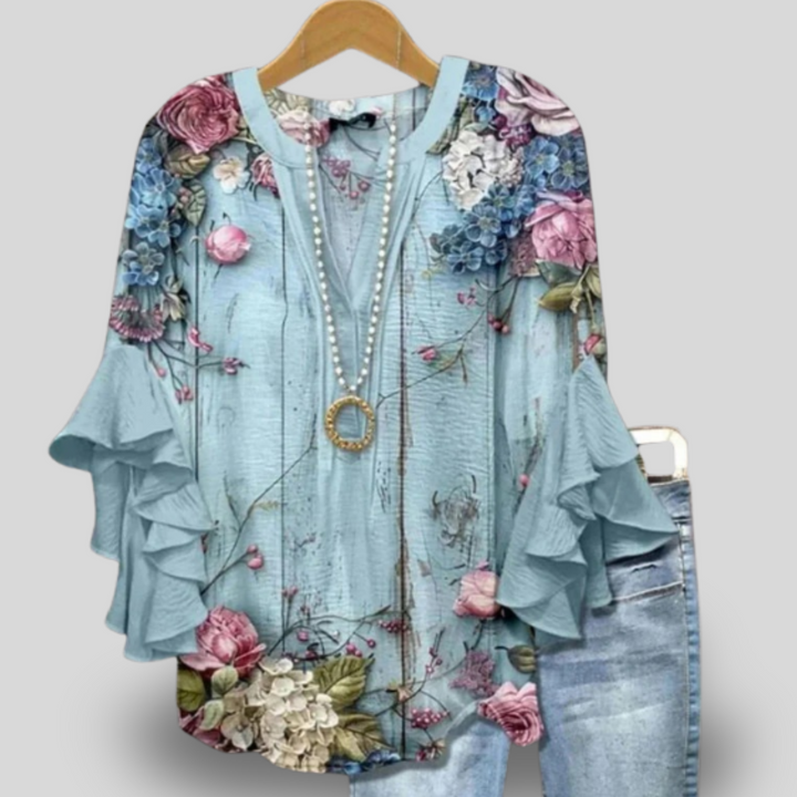 Azure | Bloom Ruffle Sleeve Top