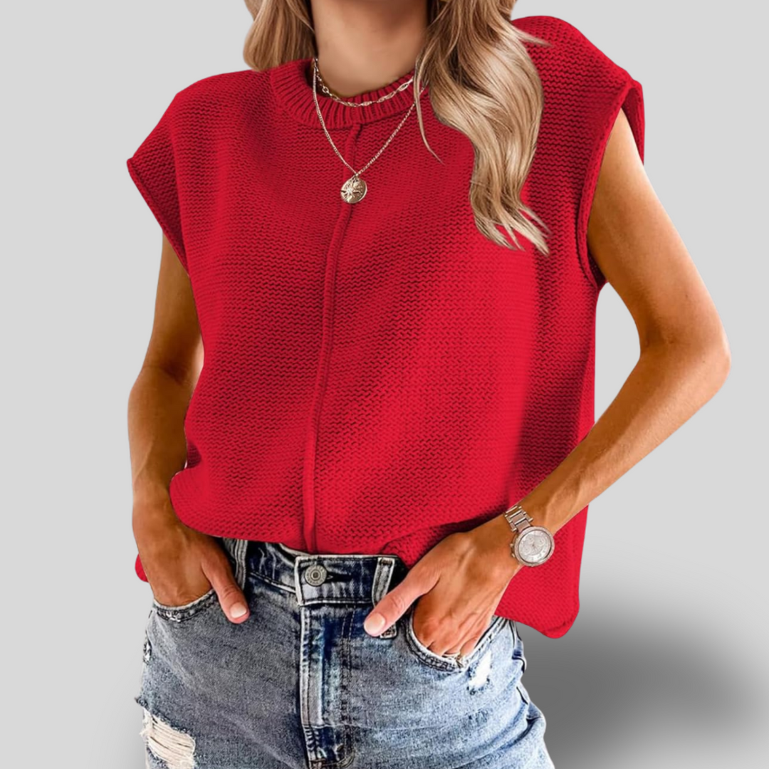 Chelle | Knit Cap‑Sleeve Top