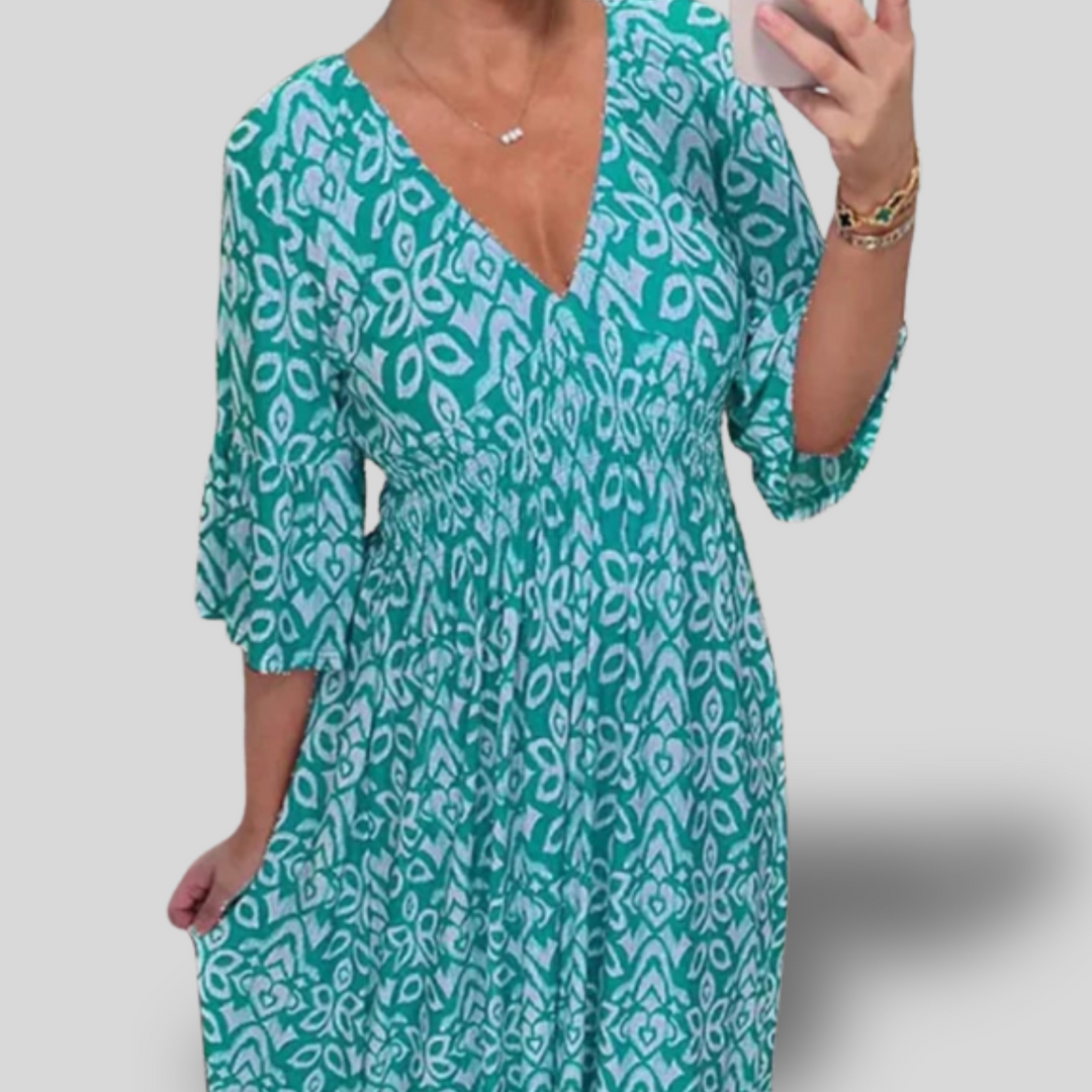 Angela | Floral Maxi Dress with V-neck