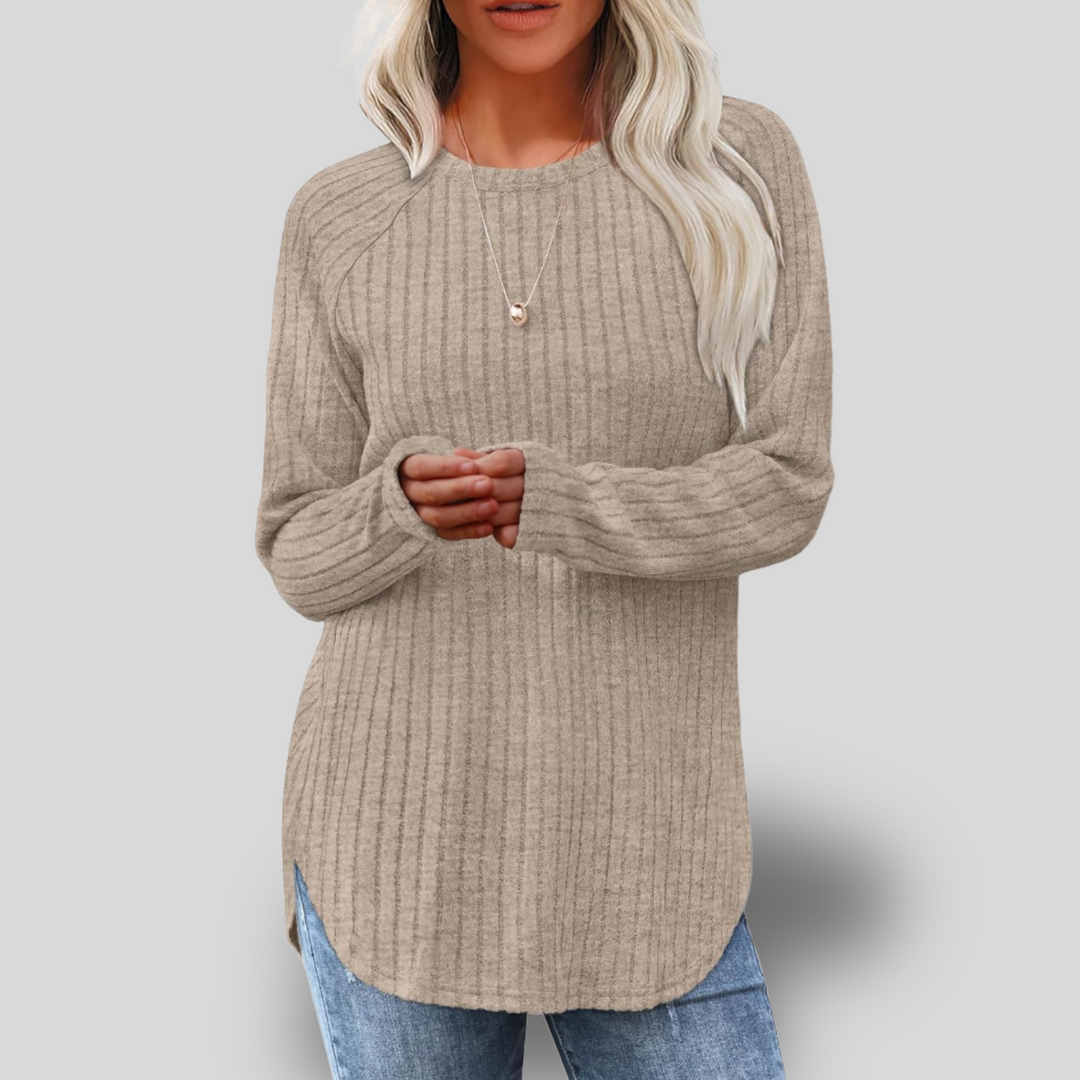 Zeny | Long Sleeve Colorblock Knit Top