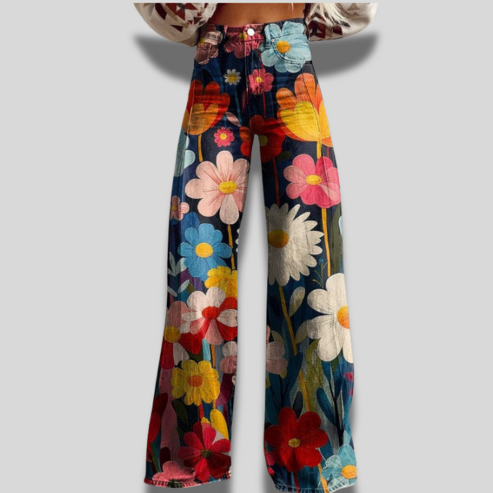 Lauren | Vintage Floral Wide-Leg Jeans