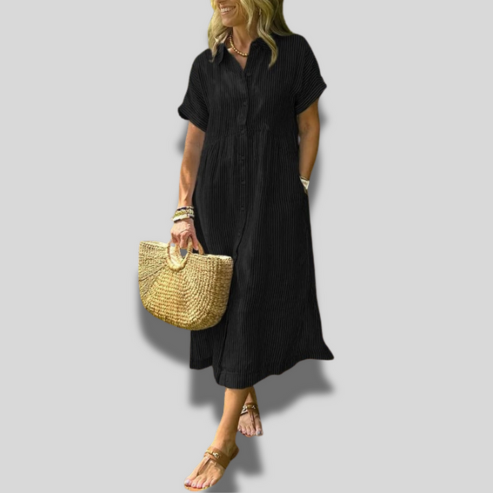 Isaline | Casual Striped Midi Dress