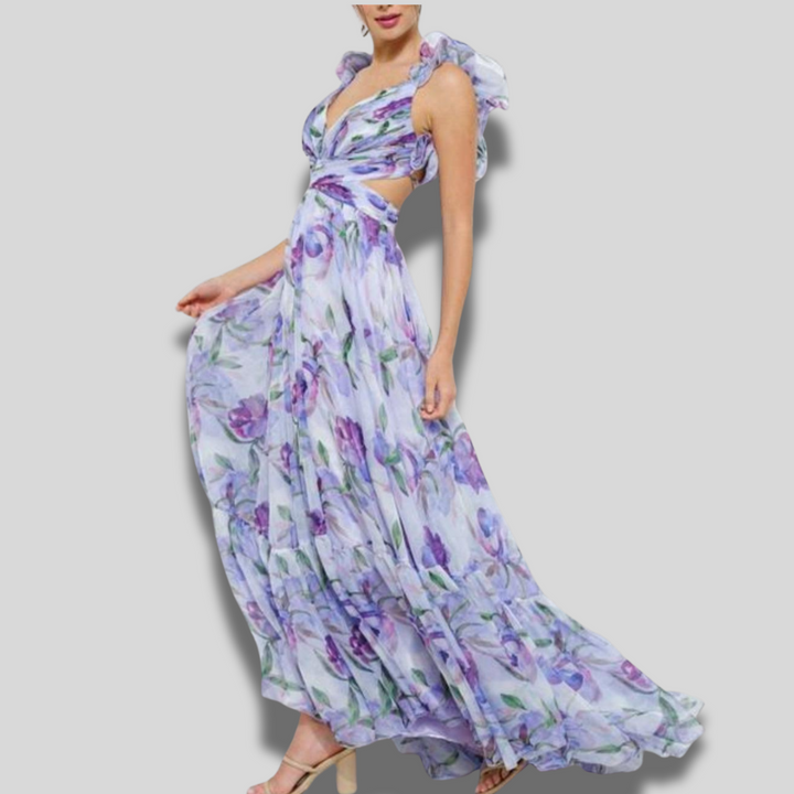Paula | Backless Printed Maxi Dress