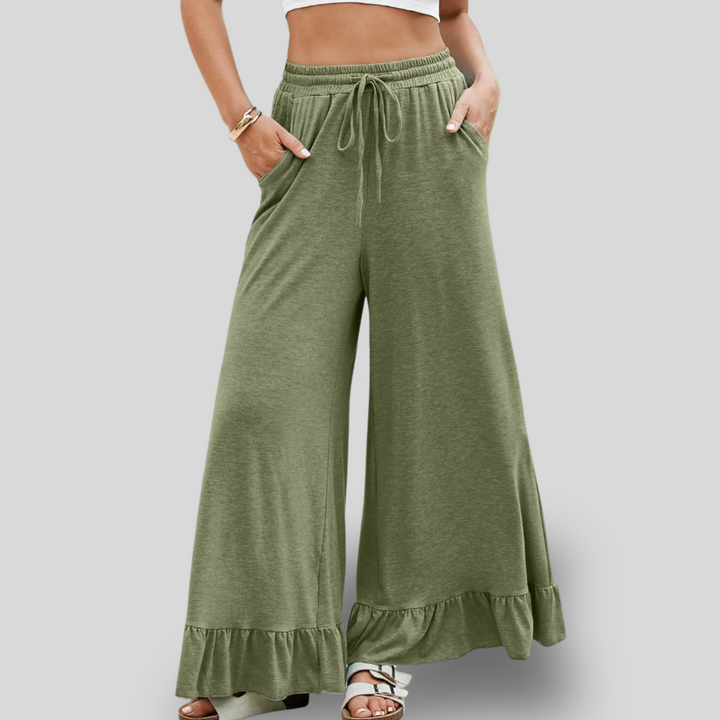 Blessy | Wide Leg Ruffle Palazzo Pants