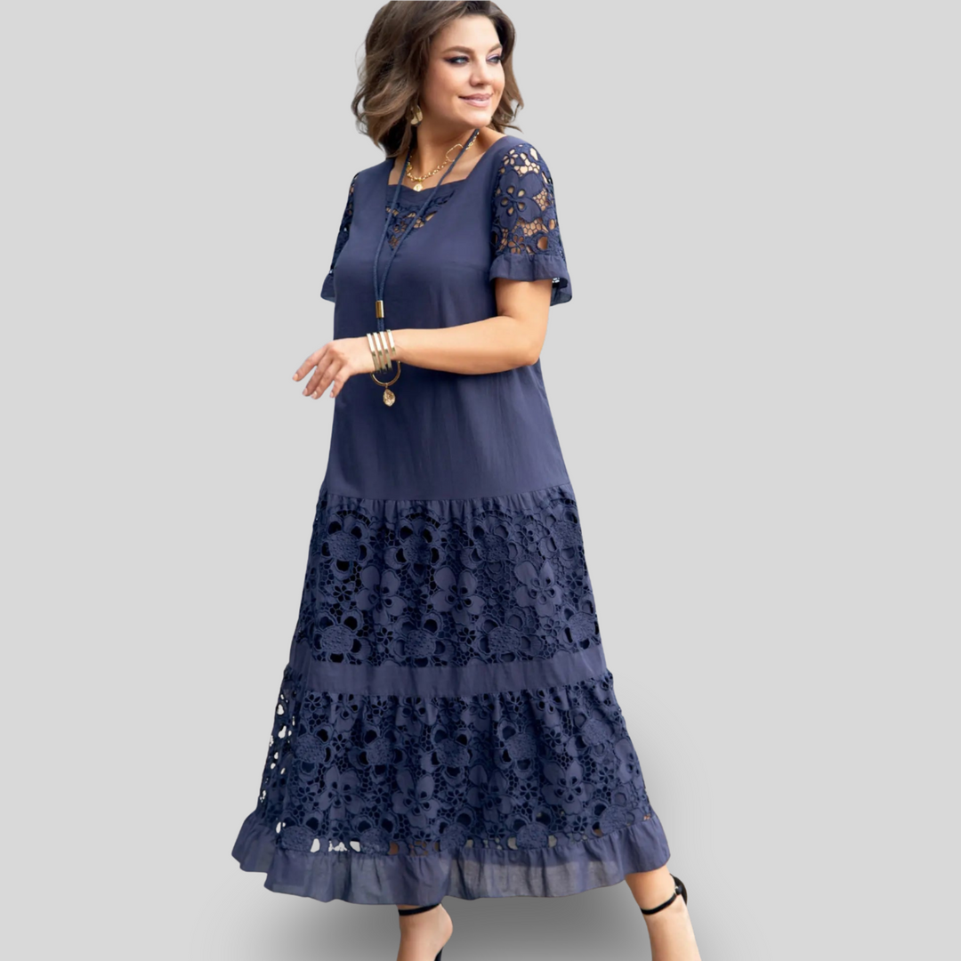 Vivienne | Lace Panel Midi Dress