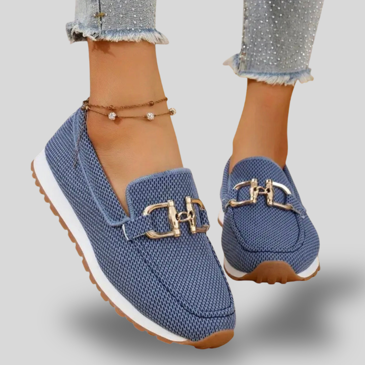 Vivienne | Woven Comfort Loafers with Gold Accent