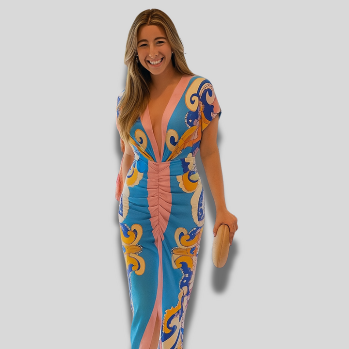 Luciana | Elegant Casual Short Sleeve Midi Dress