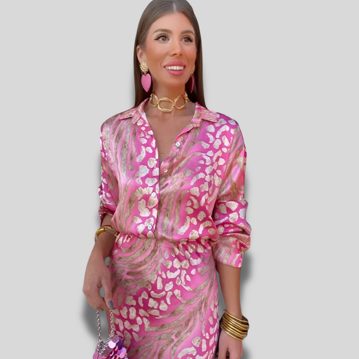 Mei | Elegant Satin Shirt Dress