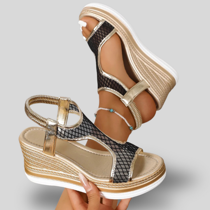 Elvanna | Metallic Wedge Sandals