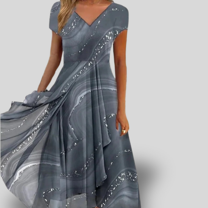 Misha | Elegant V-Neck Midi Dress