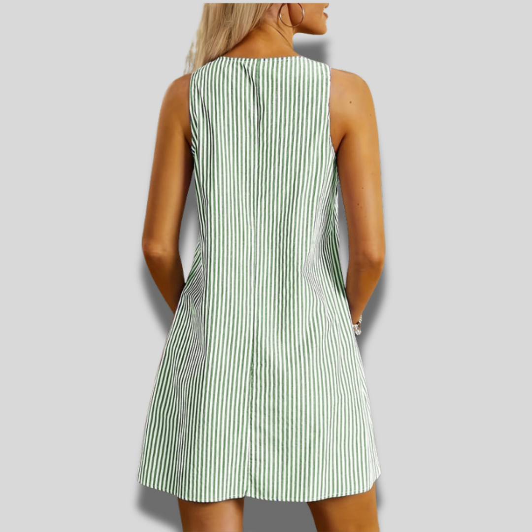Felicia | Sleeveless Striped Pocket Dress