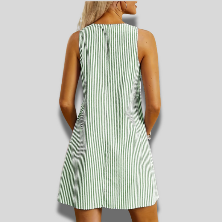 Felicia | Sleeveless Striped Pocket Dress