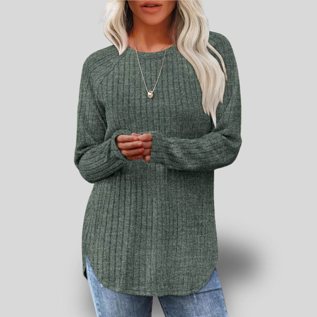 Zeny | Long Sleeve Colorblock Knit Top
