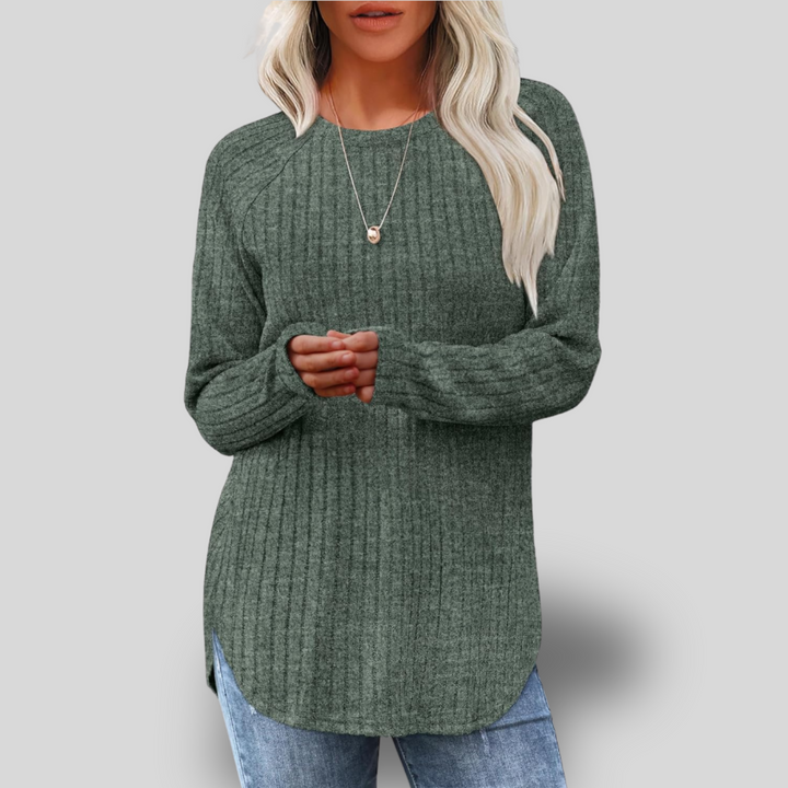 Zeny | Long Sleeve Colorblock Knit Top