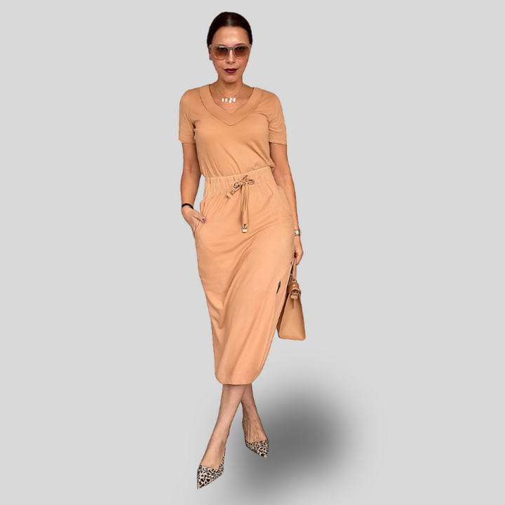 Noemi | Casual V-Neck Top and Skirt