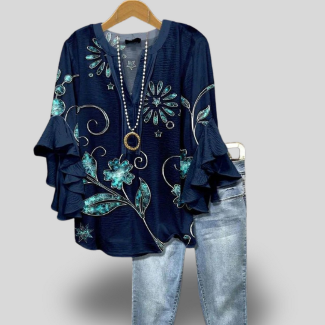 Midnight | Bloom Ruffle Sleeve Top