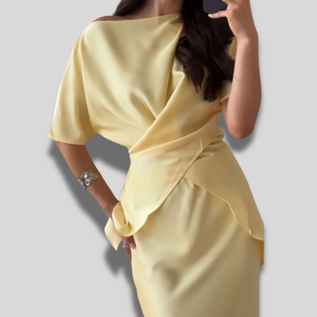 Elise | Off-shoulder Tie Top & Skirt Set