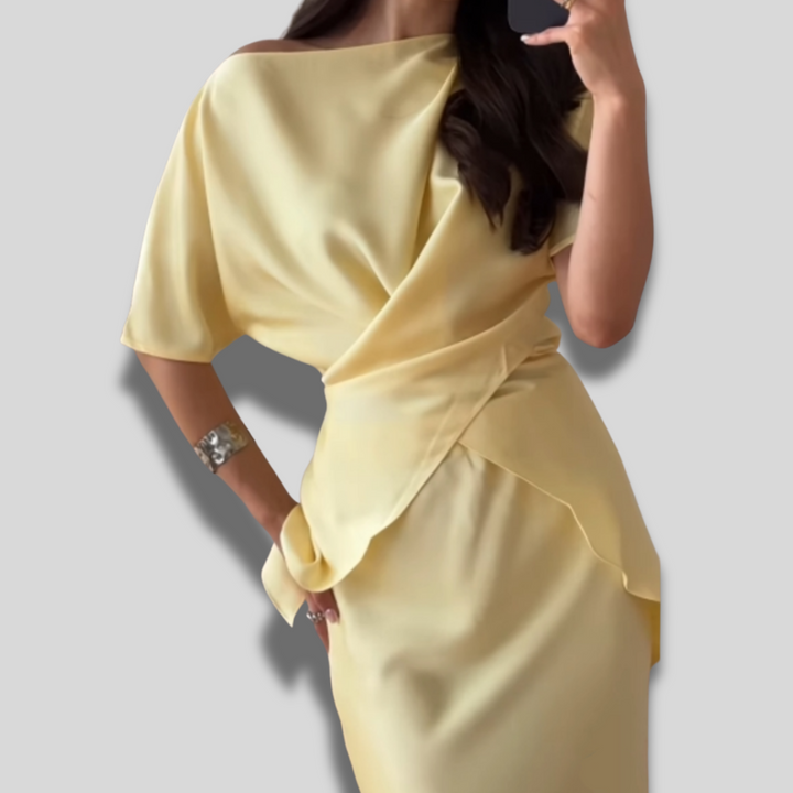 Elise | Off-shoulder Tie Top & Skirt Set