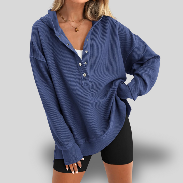 Rhian | Button Hoodie Pullover Sweatshirt