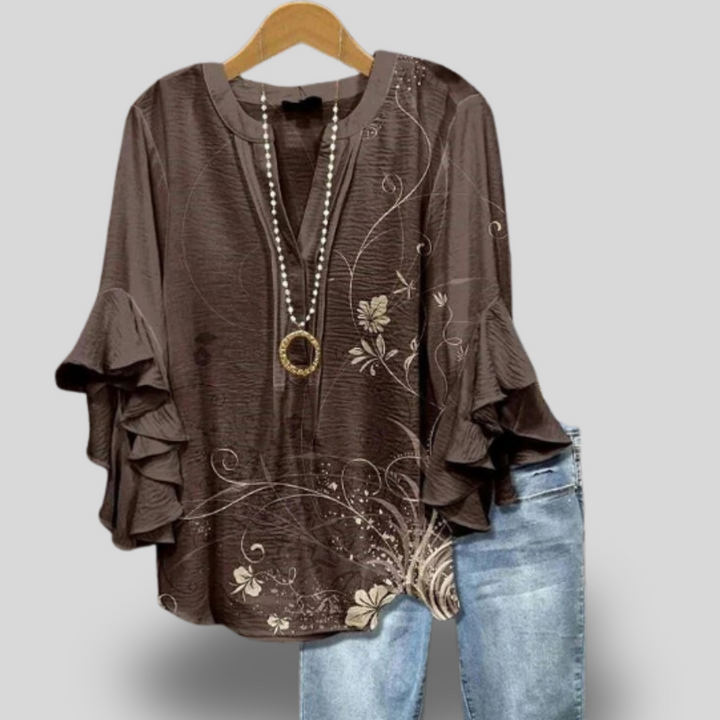 Espresso | Bloom Ruffle Sleeve Top
