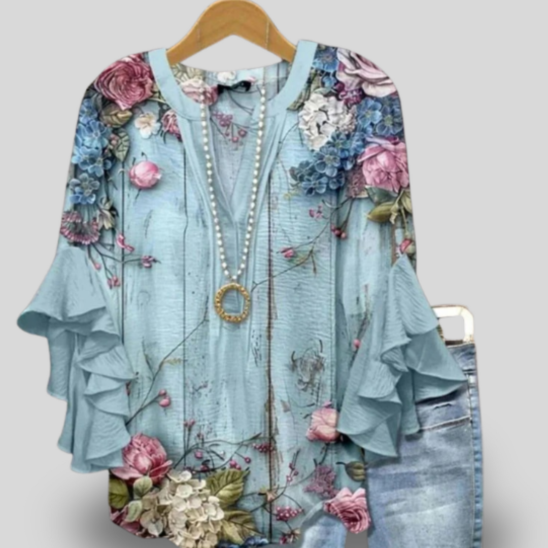 Azure | Bloom Ruffle Sleeve Top