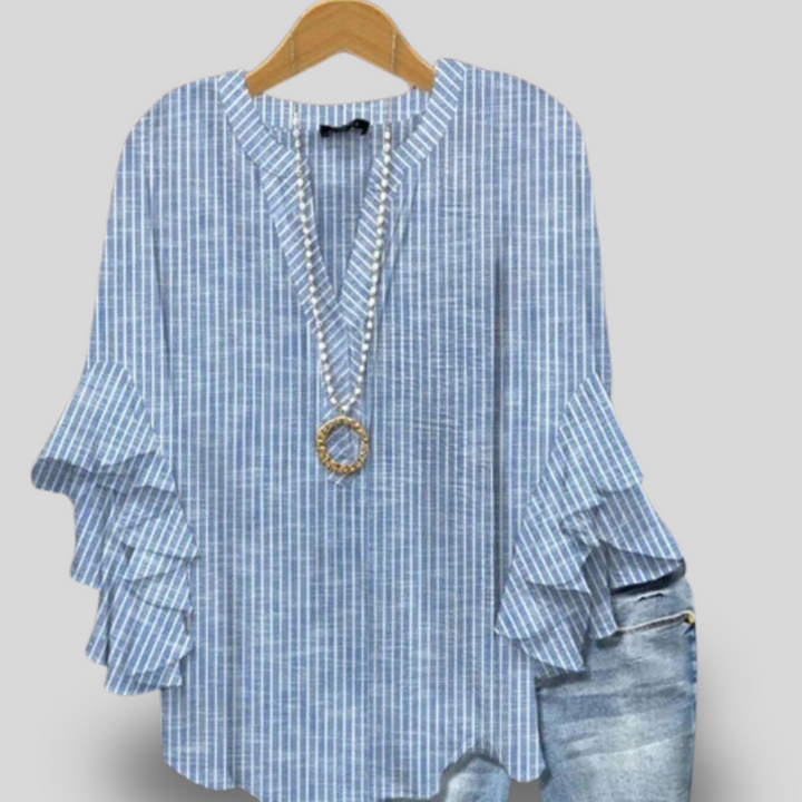 Skyline | Check Ruffle Sleeve Top