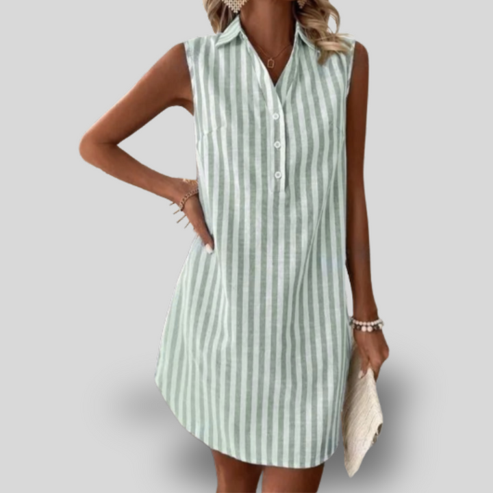 Laura | Elegant Striped Shirt Mini Dress