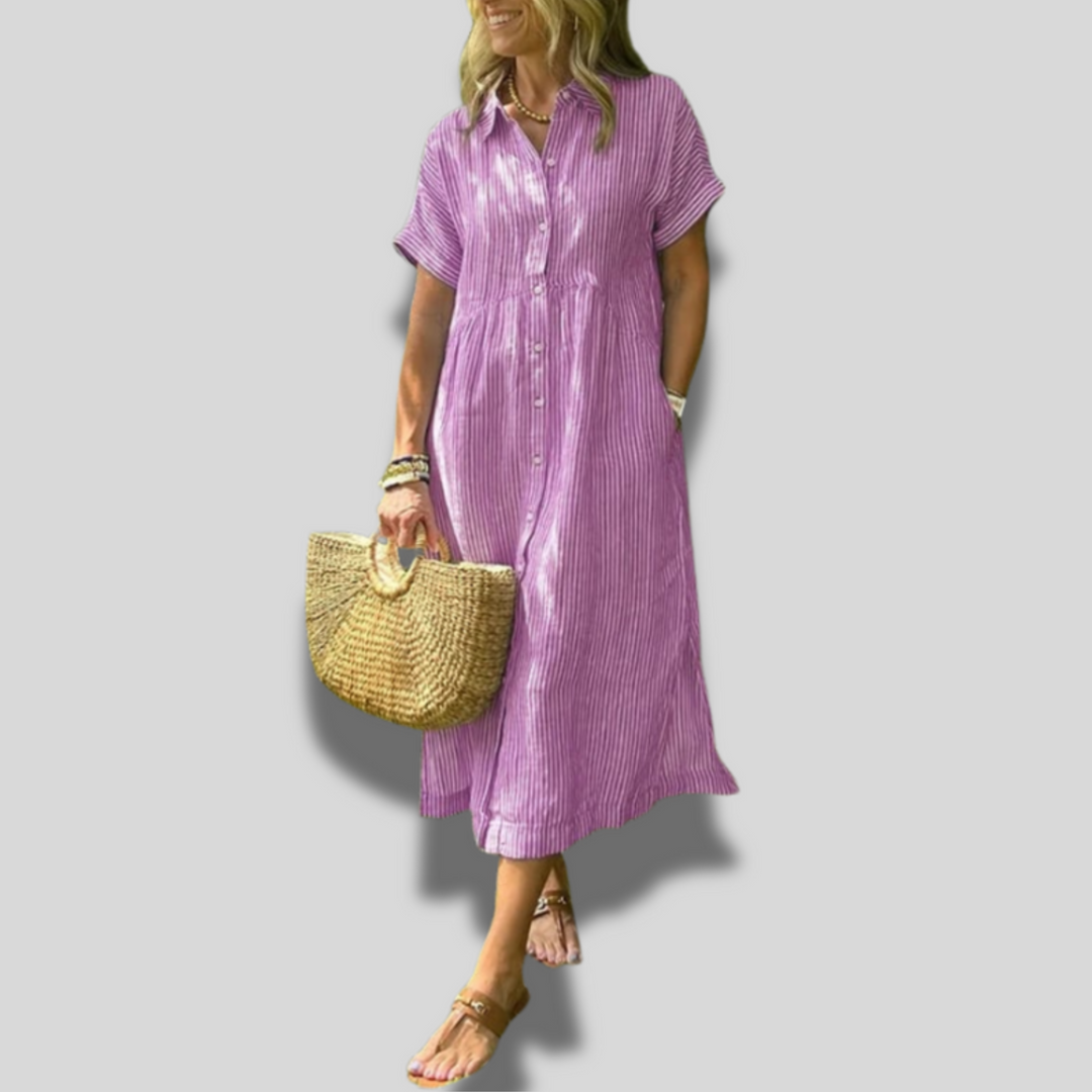 Isaline | Casual Striped Midi Dress