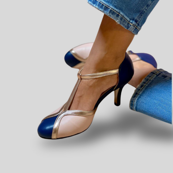 Alessia | Colorful & Comfortable T-strap Pumps with Round Toe