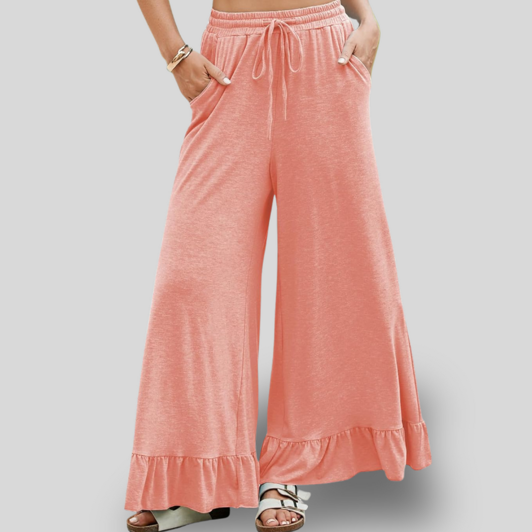 Blessy | Wide Leg Ruffle Palazzo Pants