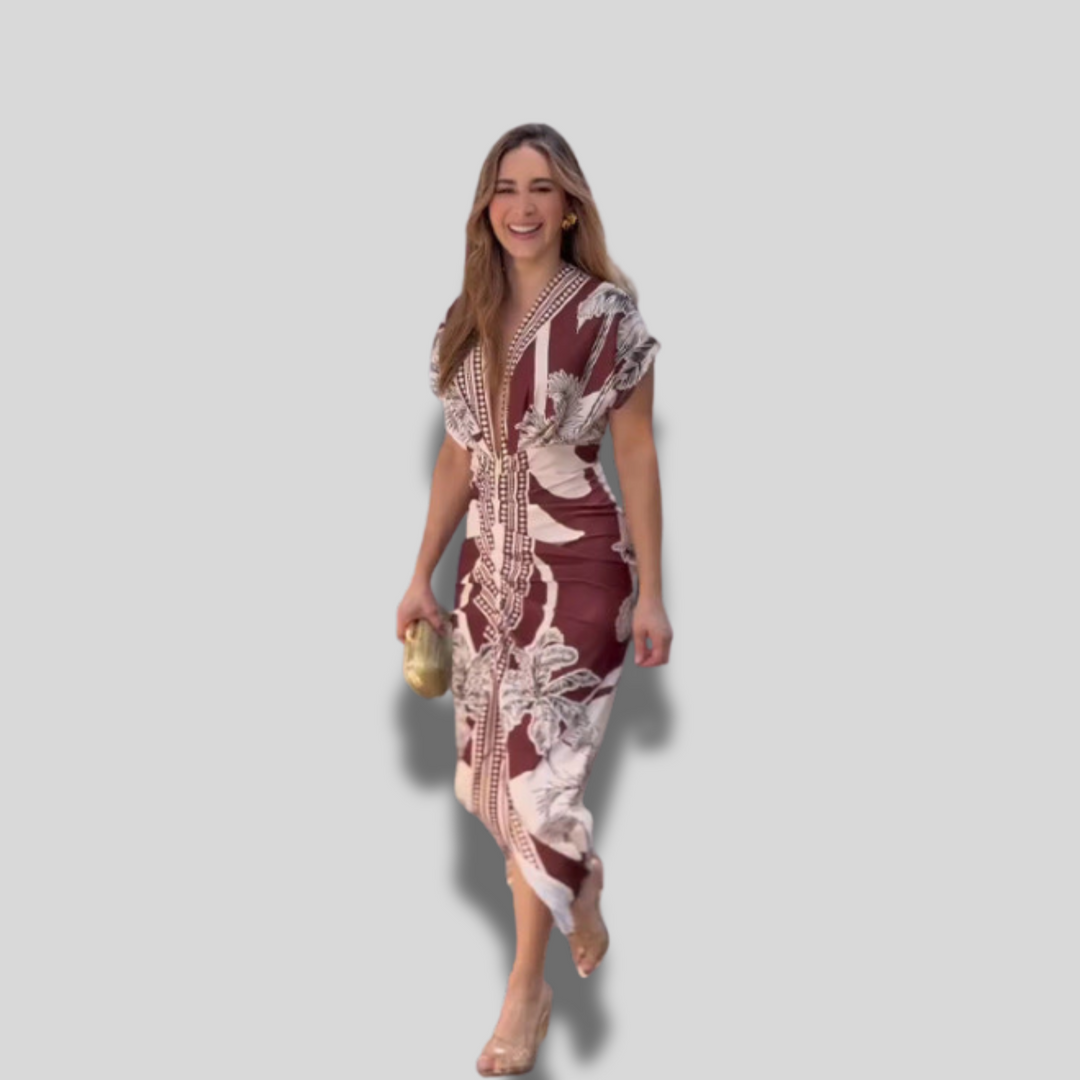 Luciana | Elegant Casual Short Sleeve Midi Dress