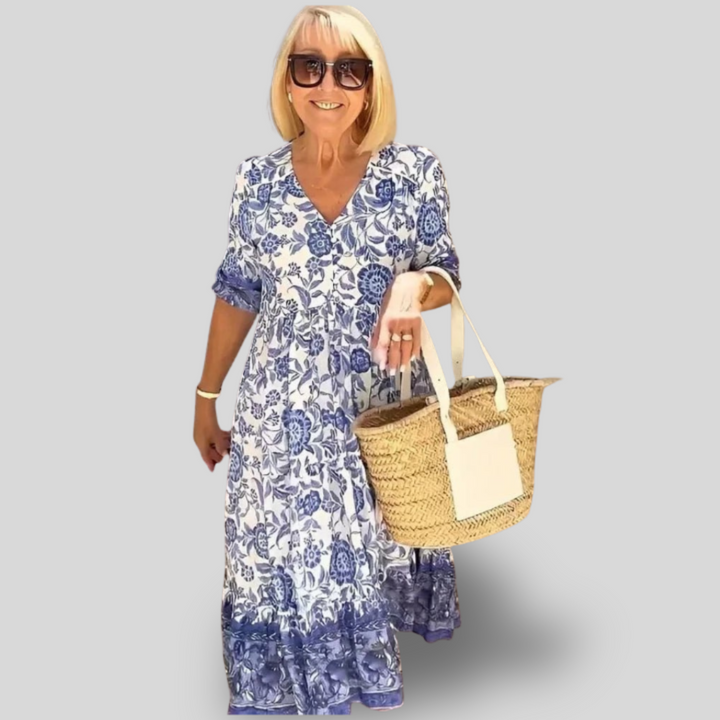 Camille | Floral V-Neck Midi Dress