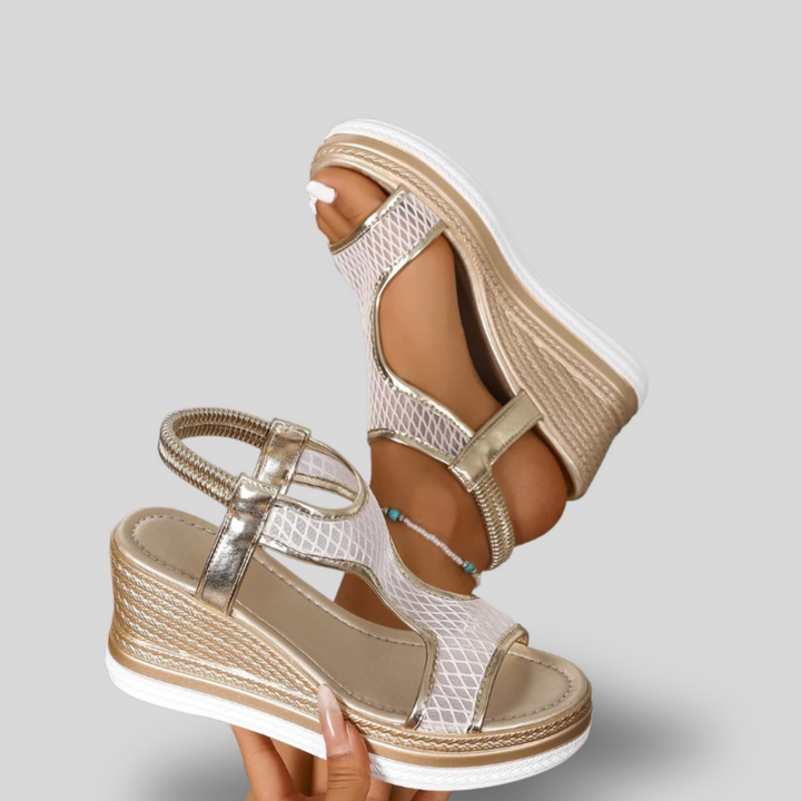 Elvanna | Metallic Wedge Sandals