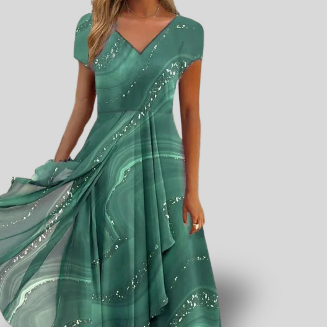 Misha | Elegant V-Neck Midi Dress