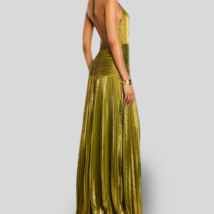Aurelia | Pleated Metallic Gown