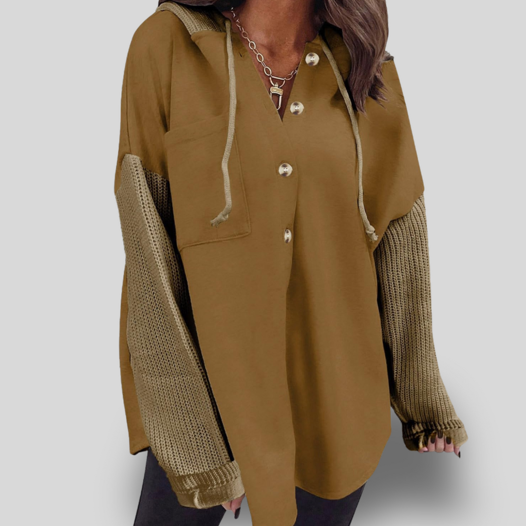 Gia | Button Hooded Sweatshirt