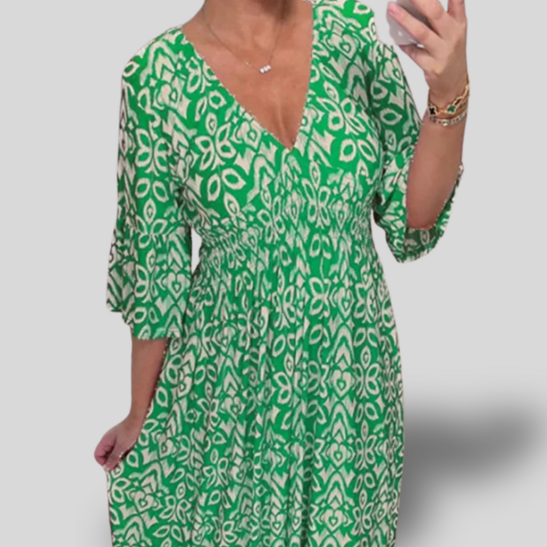 Angela | Floral Maxi Dress with V-neck