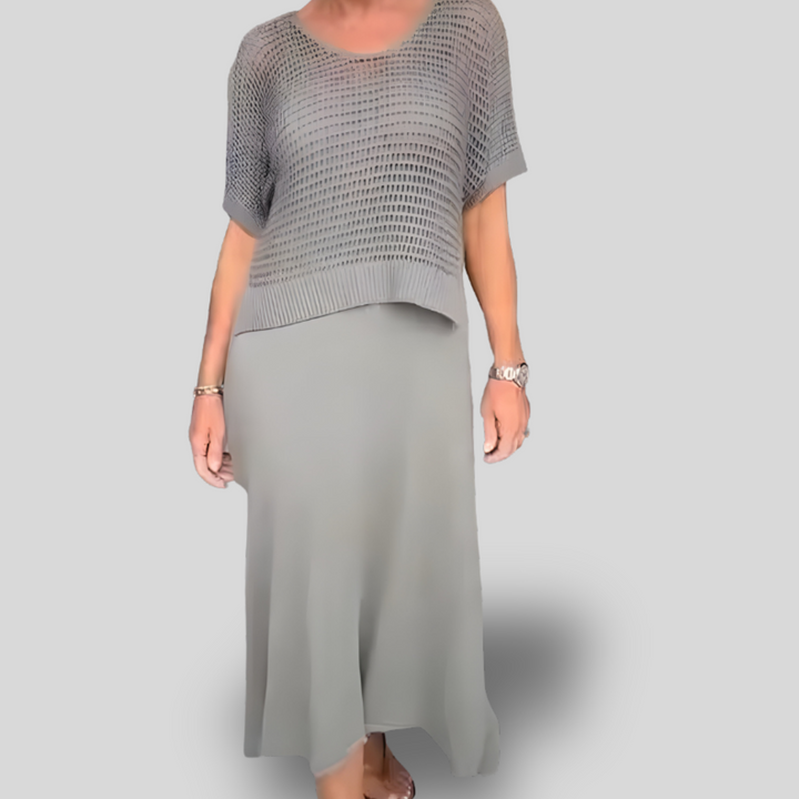 Elara | Knit-Top Midi Dress