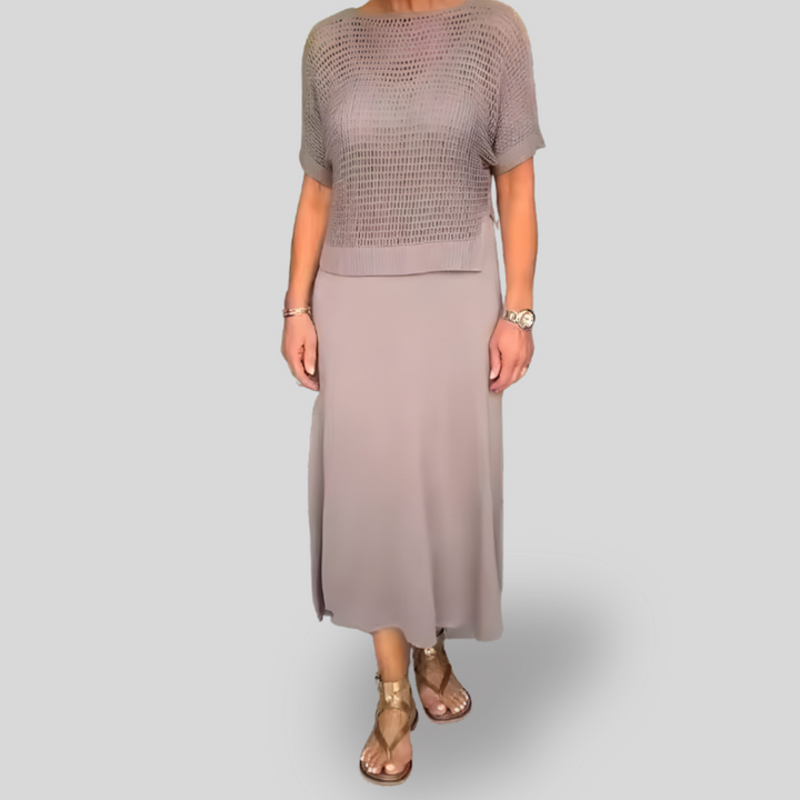 Elara | Knit-Top Midi Dress