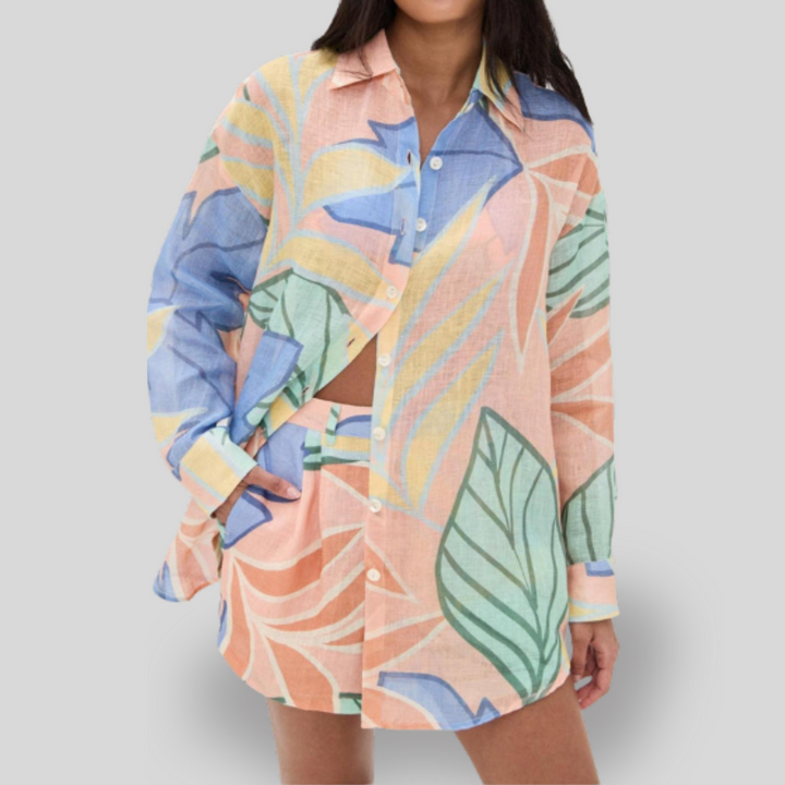 Taylor | Tropical Leaf Printed Short Set